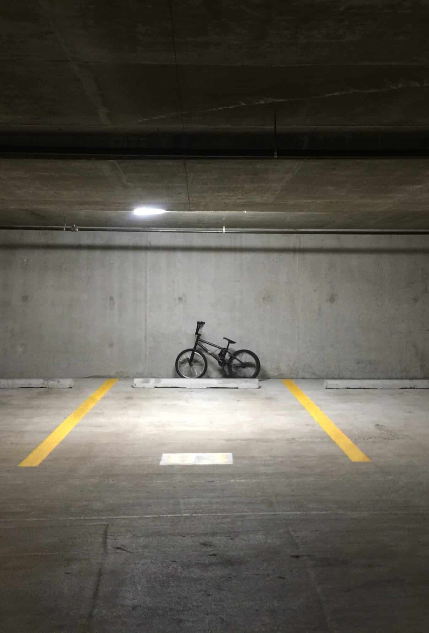 Bicycle In A Parking Garage