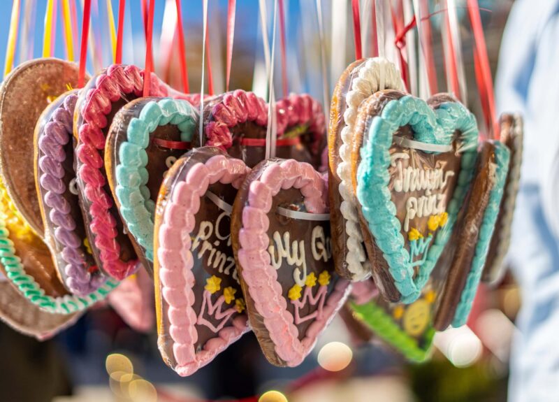 Heart Shaped Cookies On Ribbon